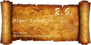 Riger István névjegykártya